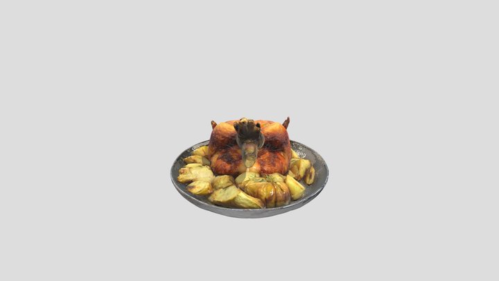 Pollo al horno con papas 3D Model