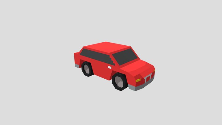 Low Poly Red Car 3D Model