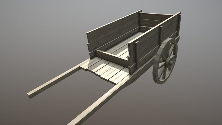 Simple wooden cart / Prosty drewniany wóz 3D Model