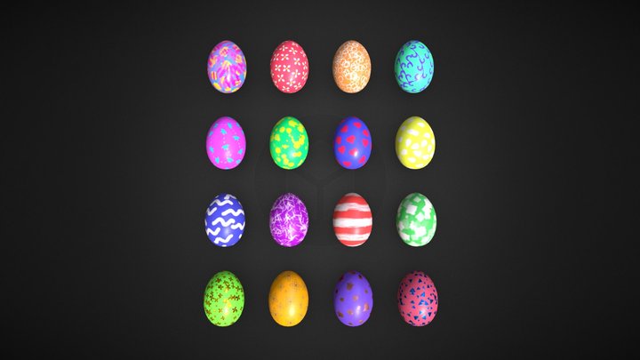 4 Sets Of Easter Eggs 3D Model