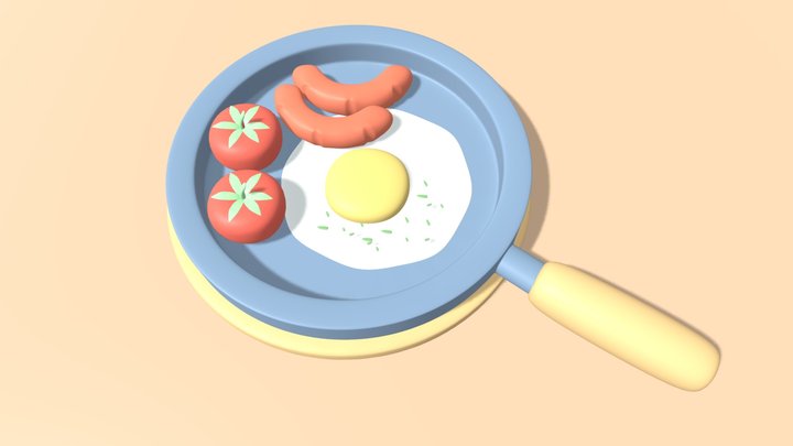 breakfast poached egg 3D Model