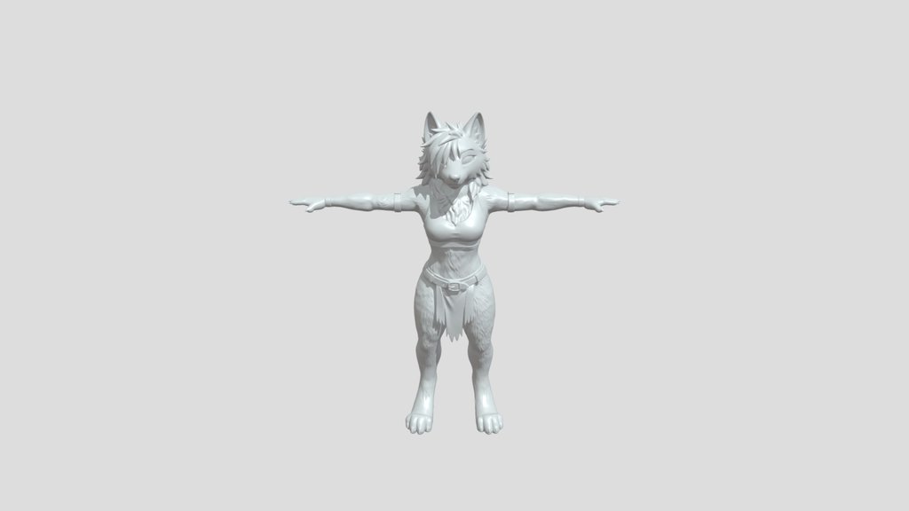 Anthropomorphic green wolf character model