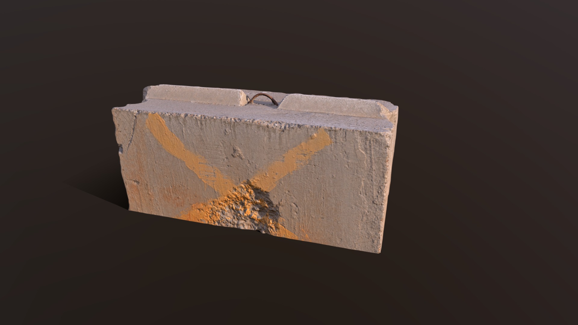 3D model Concrete Road Block 04 - This is a 3D model of the Concrete Road Block 04. The 3D model is about a rectangular object with a hole in it.
