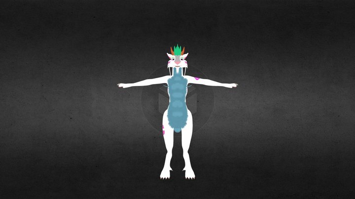 Hair Dragon Anthro 3D Model