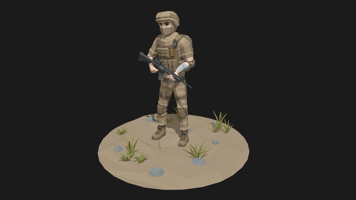 Low Poly Soldier 3D Model