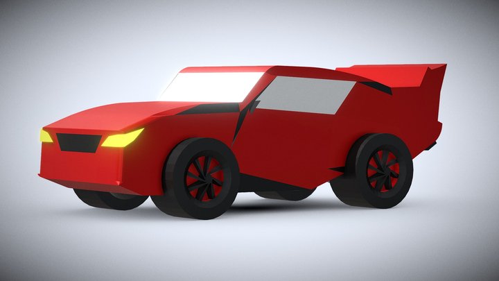 Simple Car (inspired by Lightning McQueeen) 3D Model