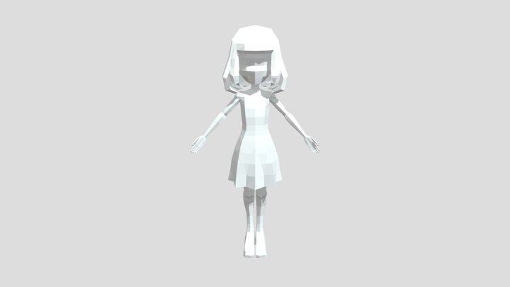 low poly dressed girl 3D Model