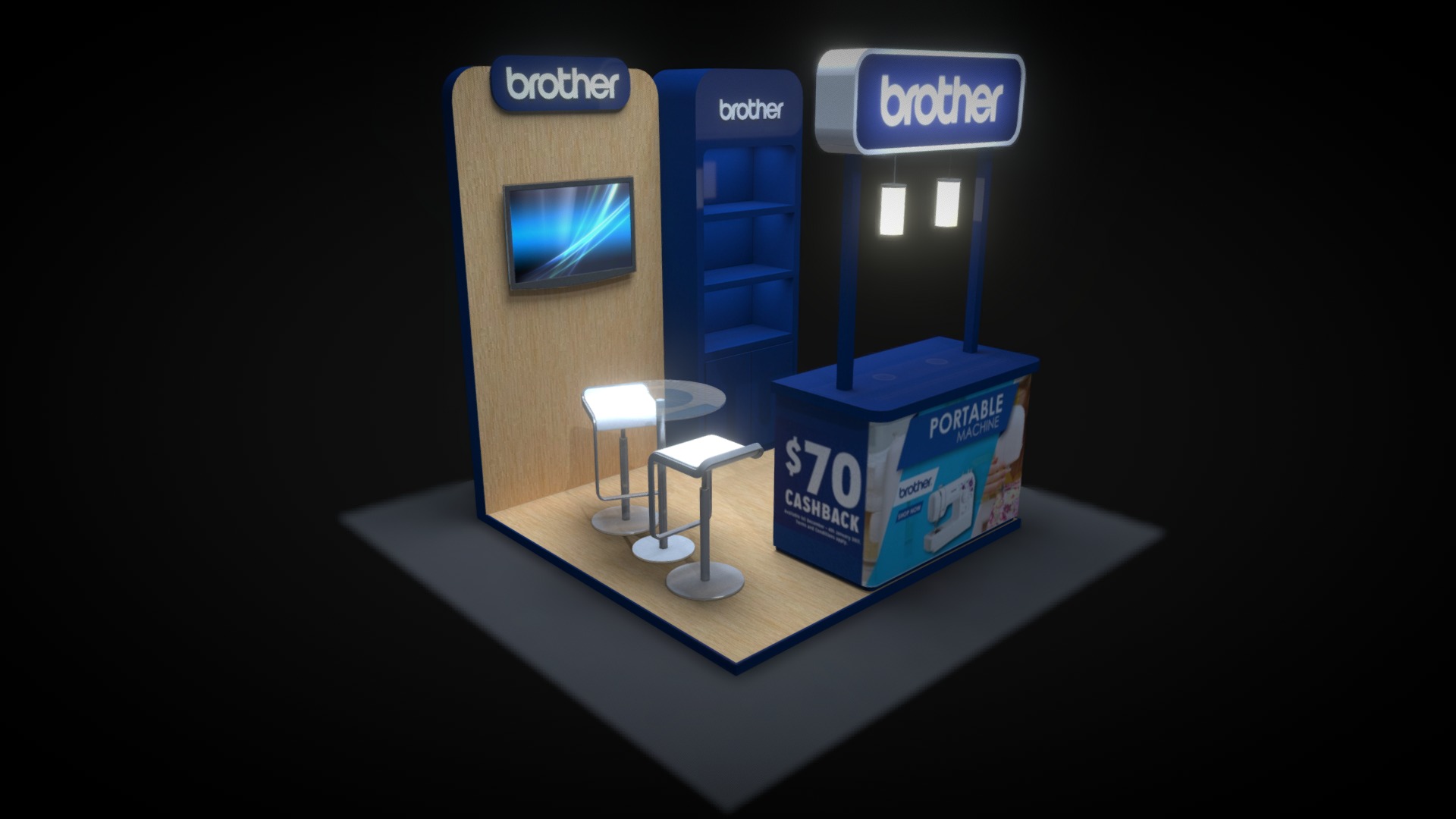 3D model Brother Booth on Department Store - This is a 3D model of the Brother Booth on Department Store. The 3D model is about a toy house with a few tables and chairs.
