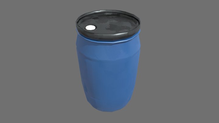 Low Poly Blue Barrel