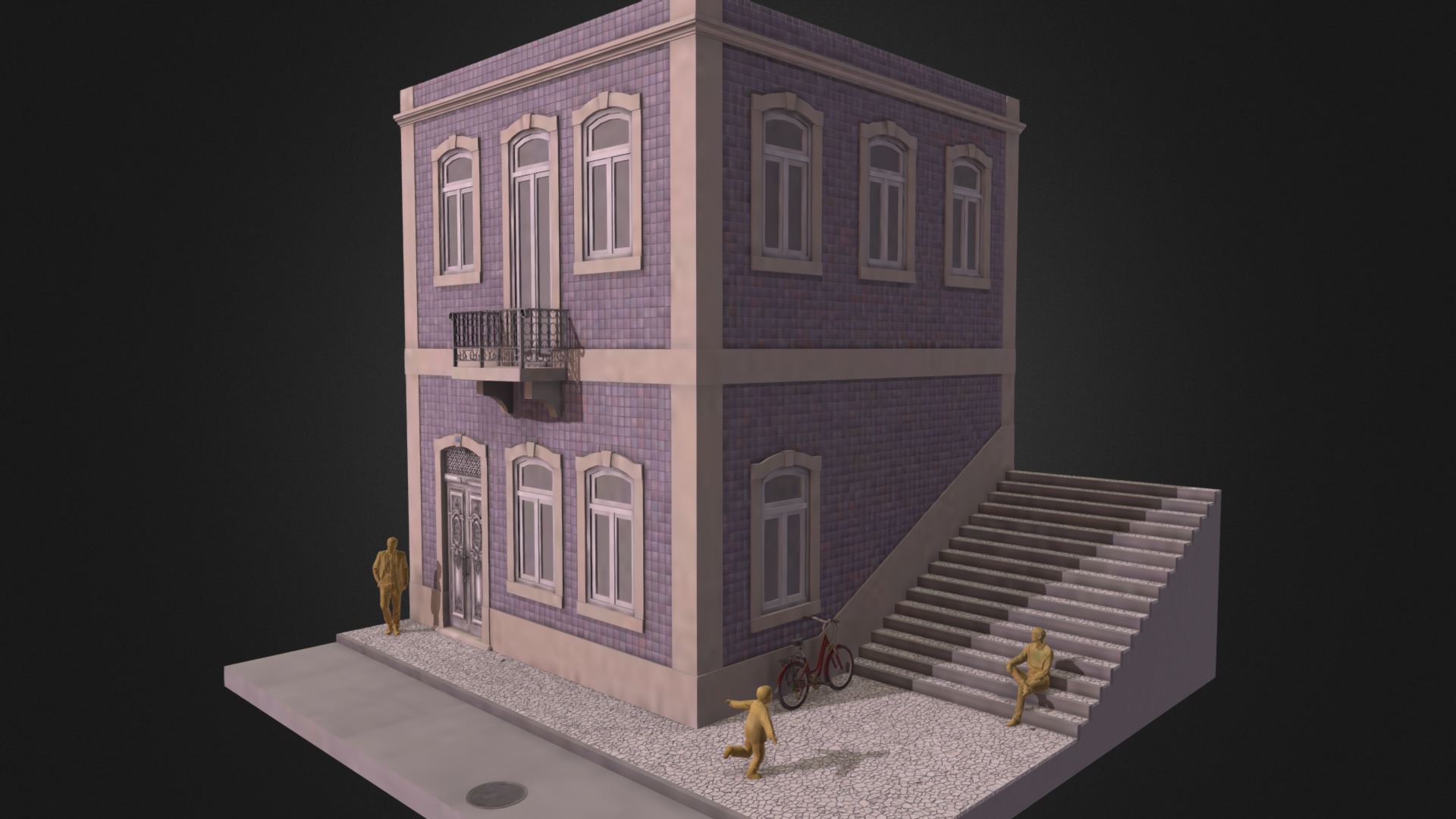 3D model Traditional Building Lisboa - This is a 3D model of the Traditional Building Lisboa. The 3D model is about a toy house with stairs.