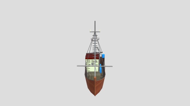 Modern wood sail boat 3D Model