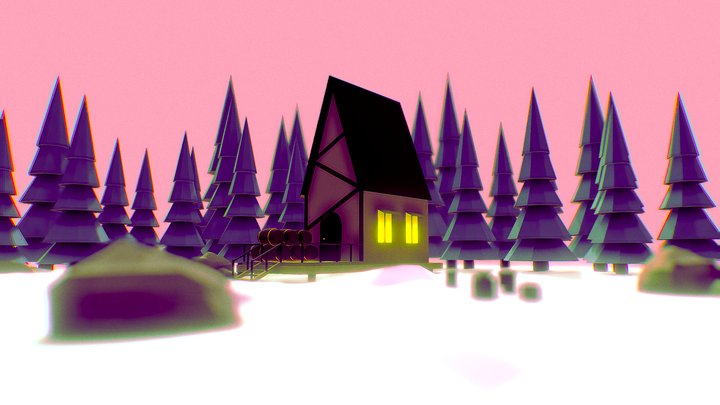 House In Snow 3D Model