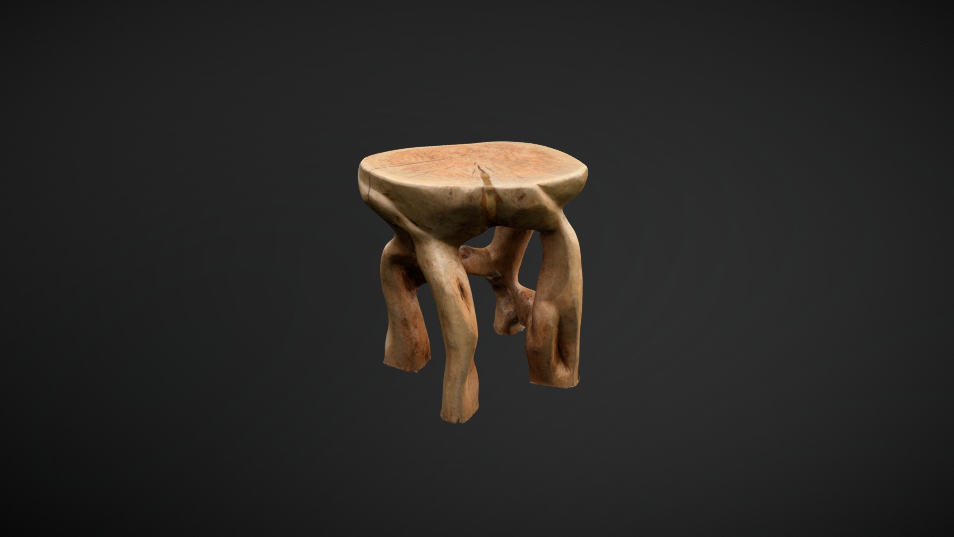 3D model Unique wooden tabouret chair - This is a 3D model of the Unique wooden tabouret chair. The 3D model is about a mushroom on a black background.