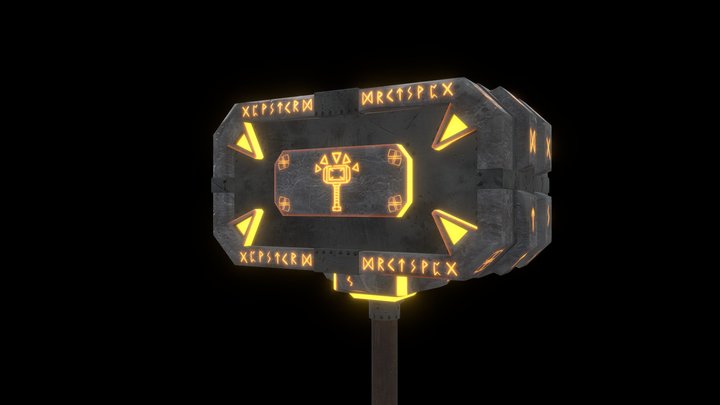 Lowpoly stone hammer 3D Model