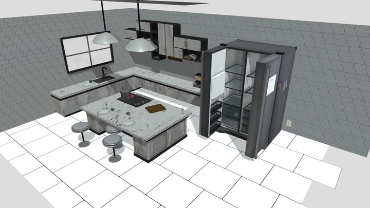 Modern Kitchen Diorama 3D Model