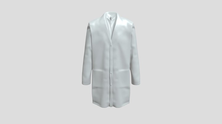 White medical lab coat on hanger 3D Model