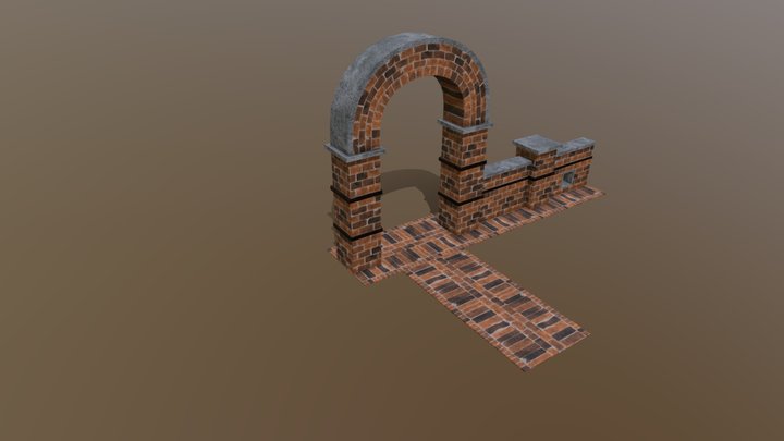 Brick wall/fence for park or garden 3D Model