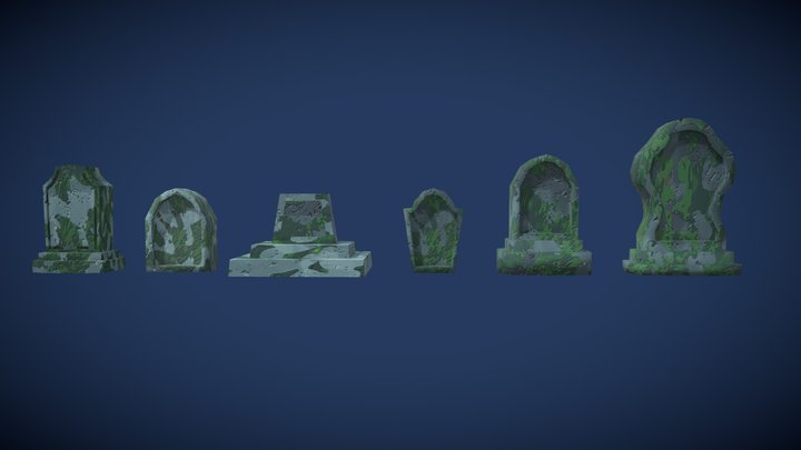 Tombstones (low poly) 3D Model