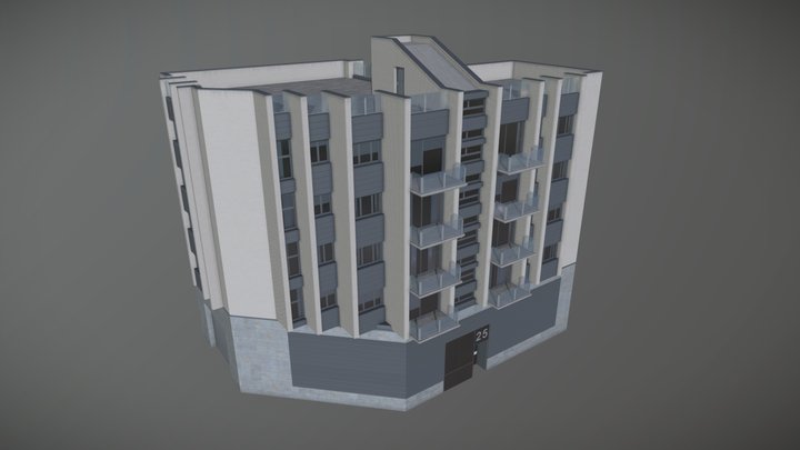 Midrise Residential #2 - 4 stories - Corner L 3D Model