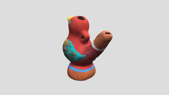 (OBJ)Colorfully Painted Clay Bird Whistle彩绘粘土鸟哨 3D Model