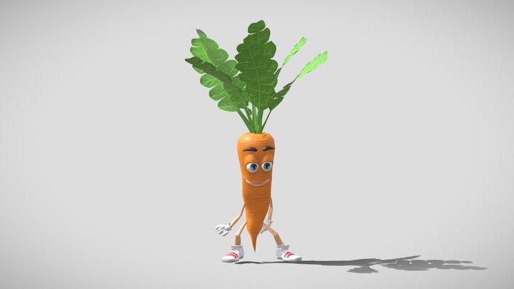 Carrot Cartoon Character 3D Model