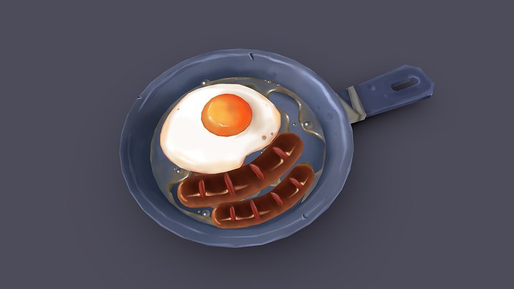 Egg and Sausage 3D Model