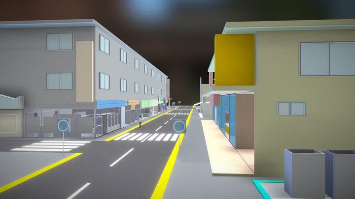 simple commercial street  街道 3D Model