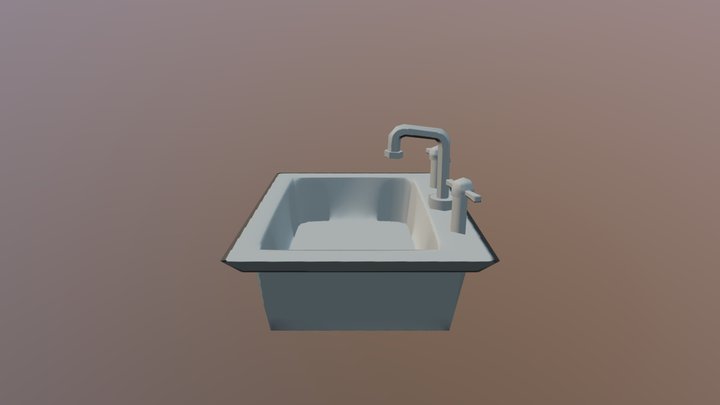 Sink Low poly Gray pallet 3D Model