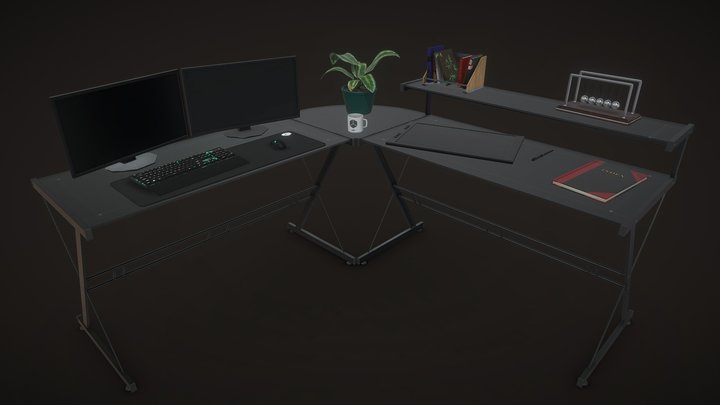 Modern Glass Desk 3D Model