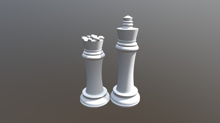 King And Queen Chess Pieces 3D Model