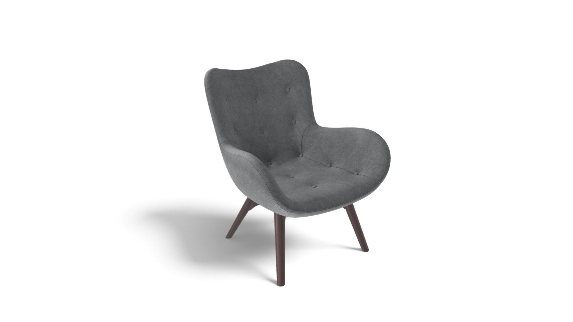 Doris Armchair, Grey Velvet with Dark Wood Legs