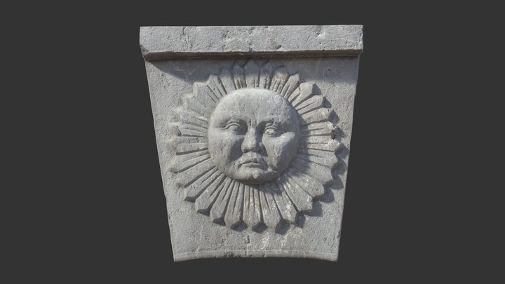 Sol tallado en piedra 3D Model