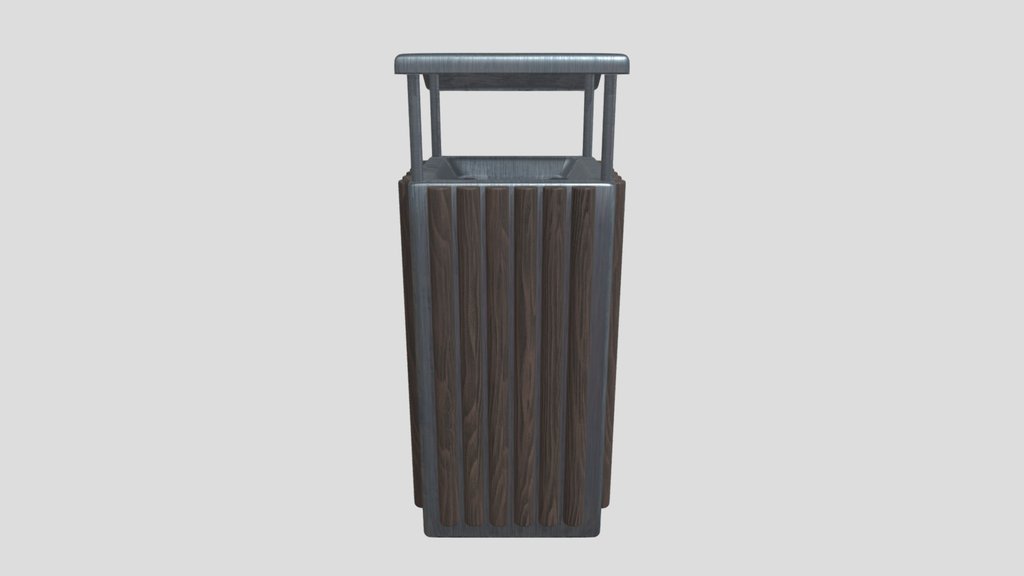 Trash Bin Metal With Wood Bars