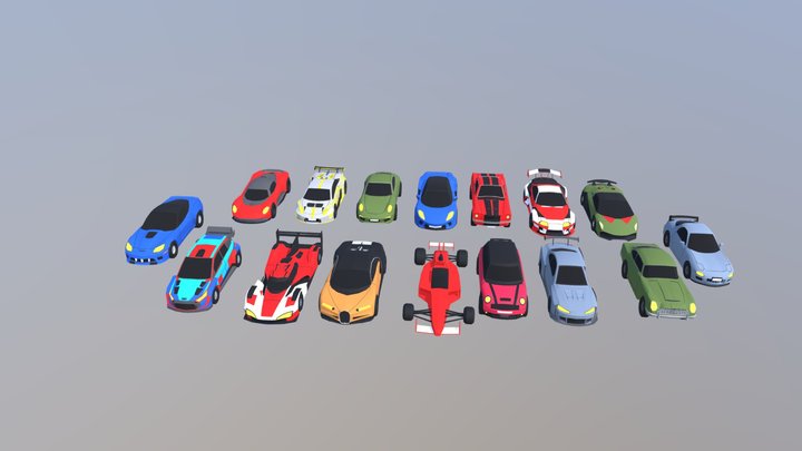 Low Poly Racing Cars PolyScript 3D Model