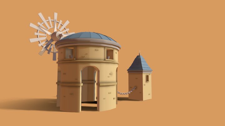 3D 17th Century Mill 3D Model