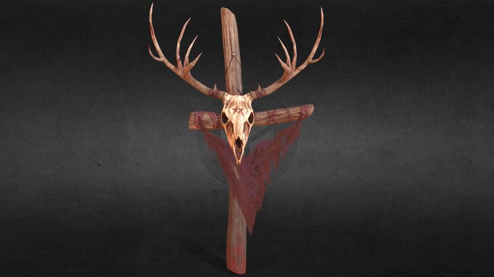 Diablo Deer Skull Cross 3D Model