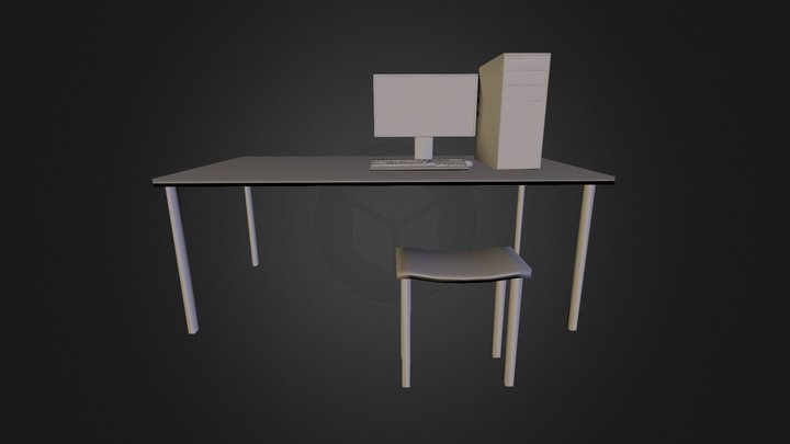 Desk & PC 3D Model