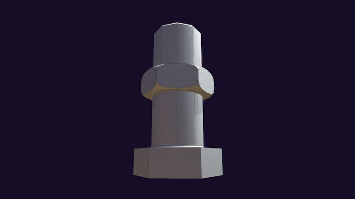 Assembly of Bolt and Nut (Autodesk Inventor) 3D Model