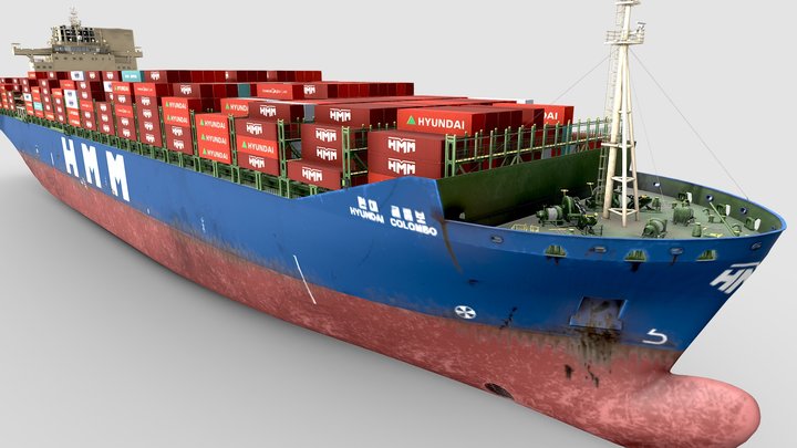HYUNDAI COLOMBO Container Ship 3D Model