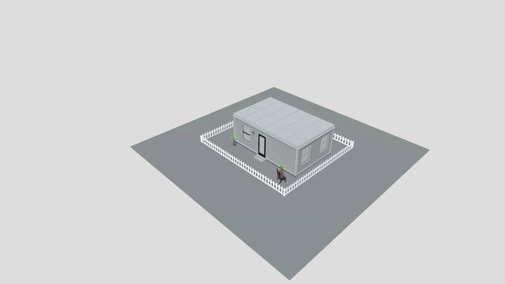 cottage tiny house with picket fence 3D model 3D Model