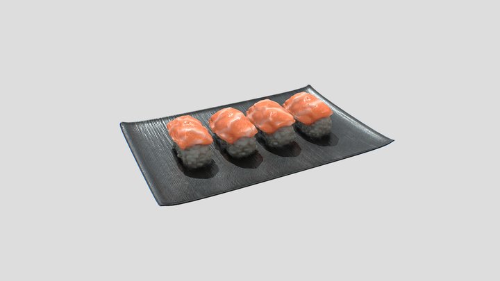 3D Printed Sushi on a Board by HighPoly