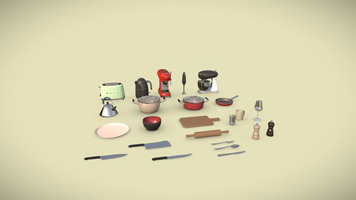 Kitchen Items Pack - 24 Items 3D Model