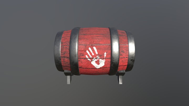 Red Wood Barrel 3D Model