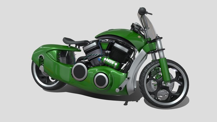 Green Motorbike Concept 3D Model