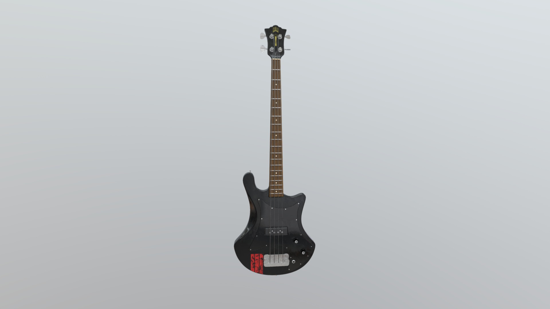3D model Bass Guitar – Guild B-301 - This is a 3D model of the Bass Guitar - Guild B-301. The 3D model is about a black and white guitar.