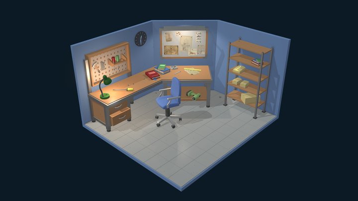 Stylized Workplace 3D Model