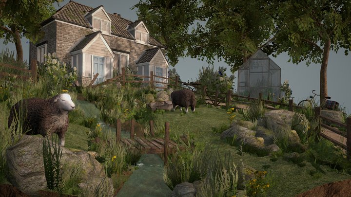 (old) DAE Diorama - Grandma's House (old) 3D Model