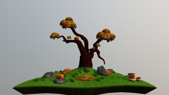 Tree in Fall Season. 3D Model