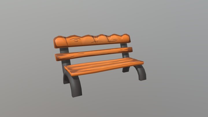 Plain bench Lowpoly 3D Model