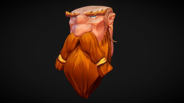 Stylized Viking Portrait 3D Model